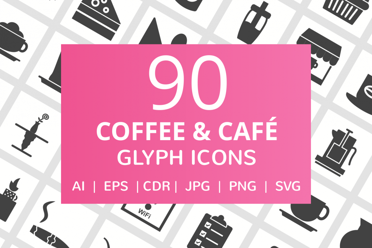 90 Coffee & Cafe Glyph Icons example image 1