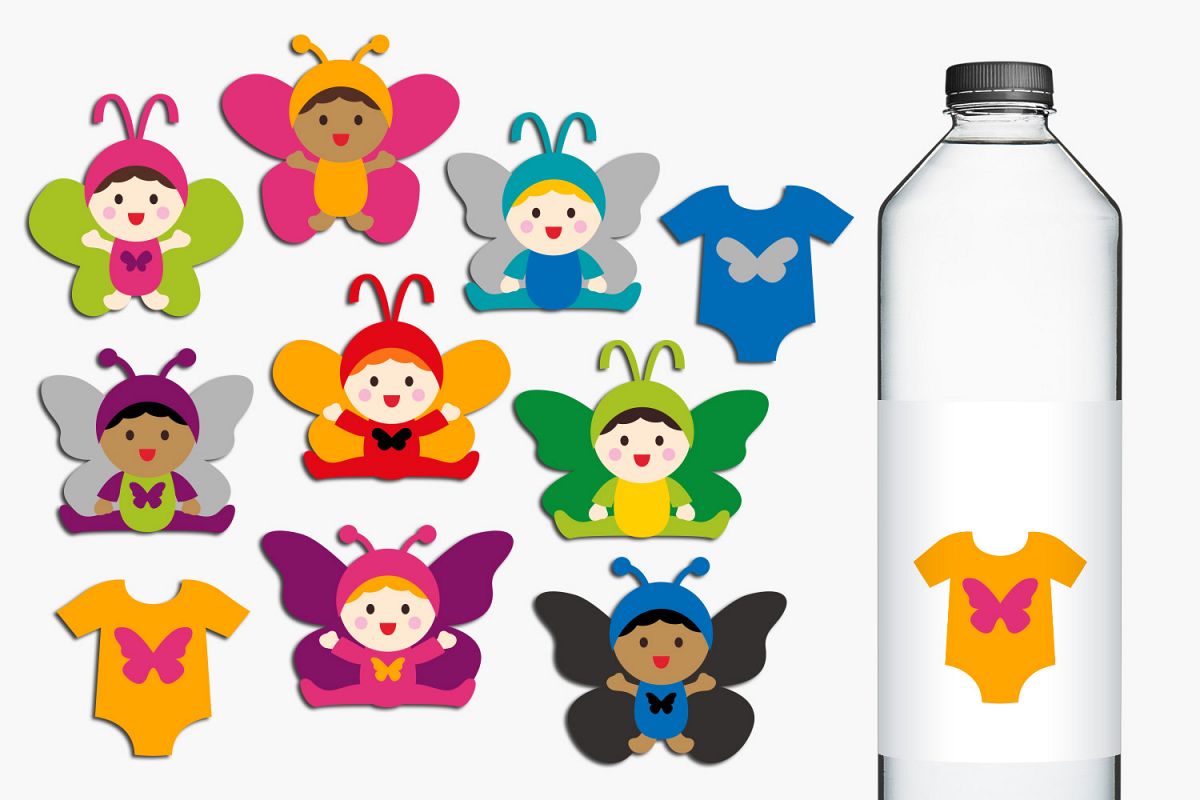 Baby in butterfly costumes clip art illustrations example image 1