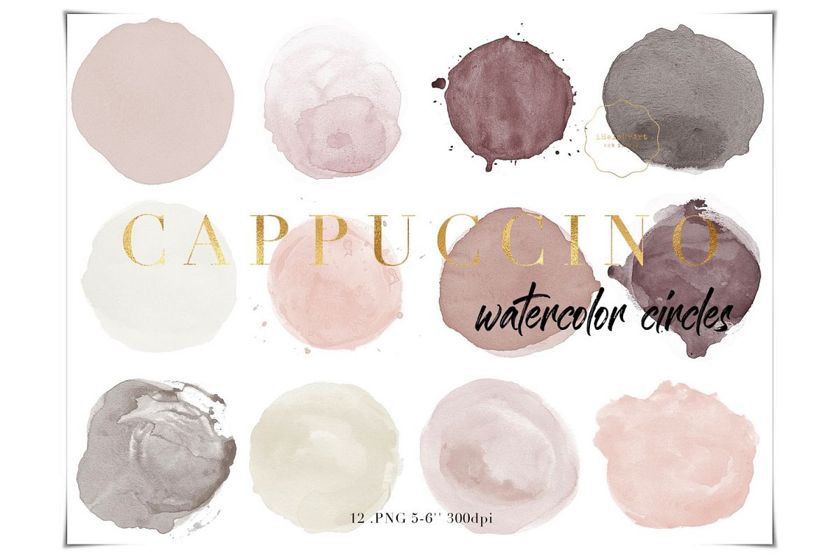 Nude Watercolor Circles Clipart example image 1
