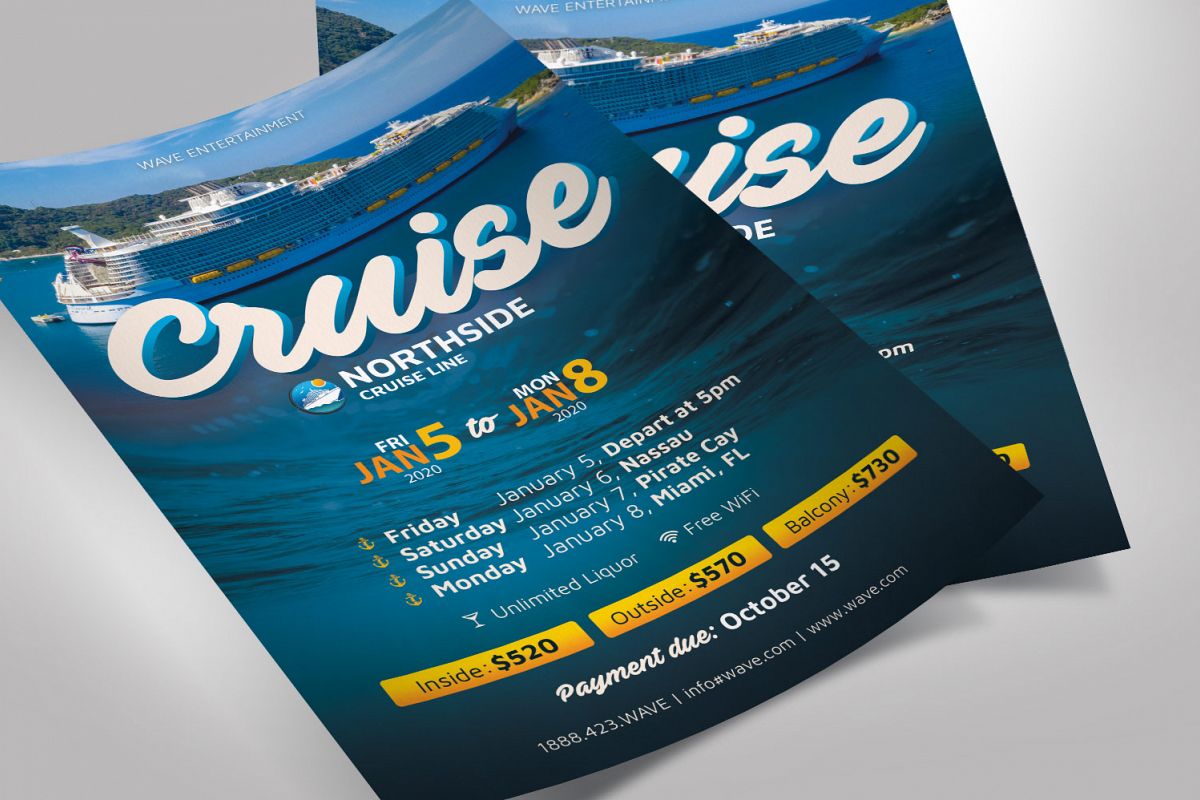 Cruise Travel Flyer Photoshop Template example image 1