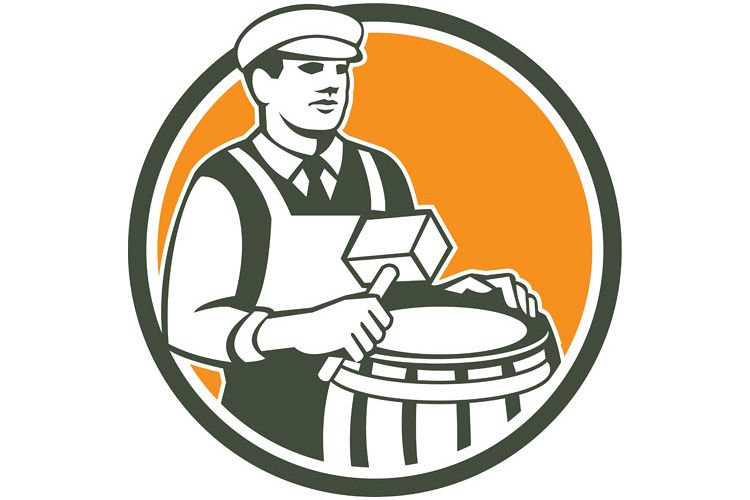 Cooper Barrel Maker Drum Retro Circle example image 1