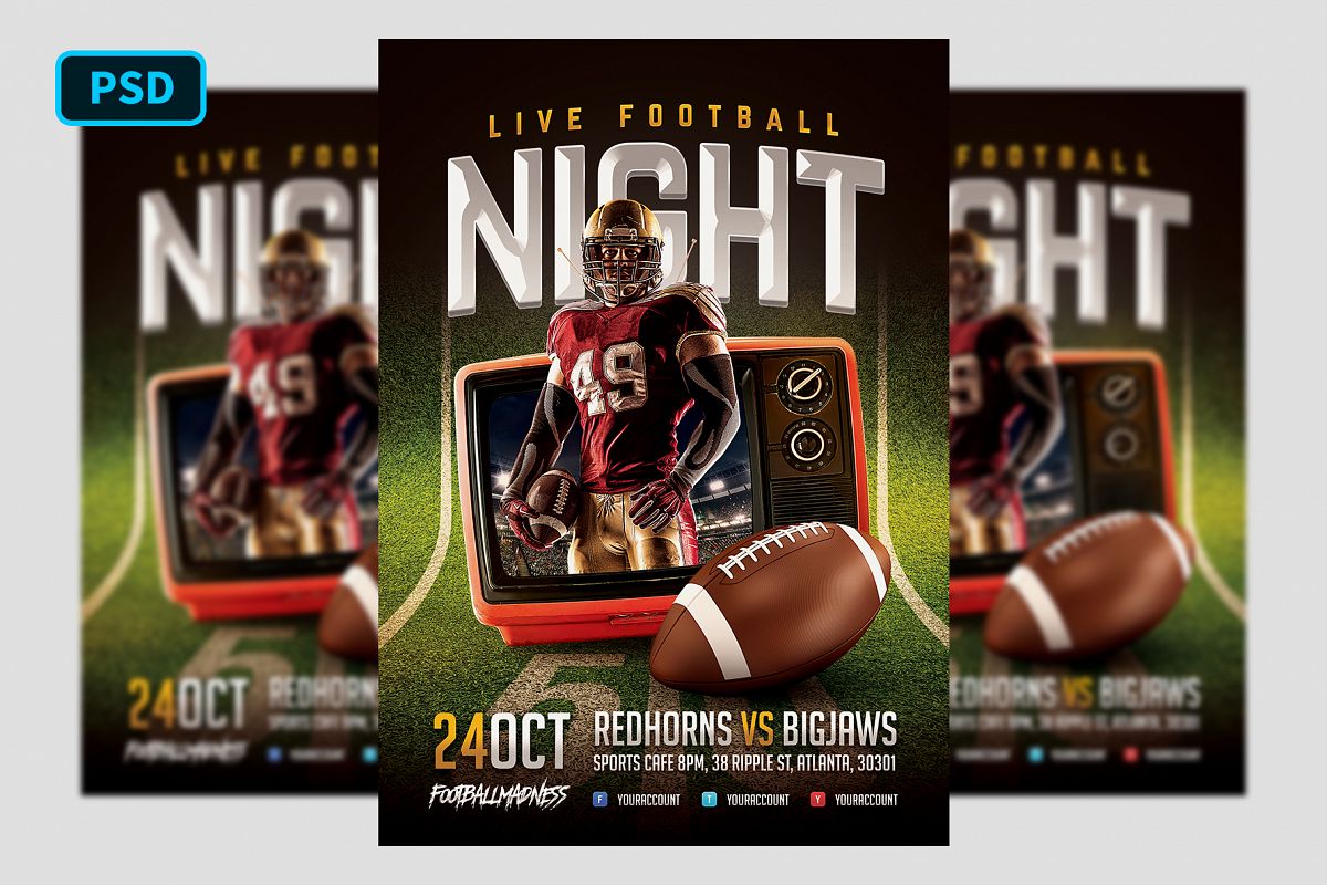 Live Football Flyer Template example image 1