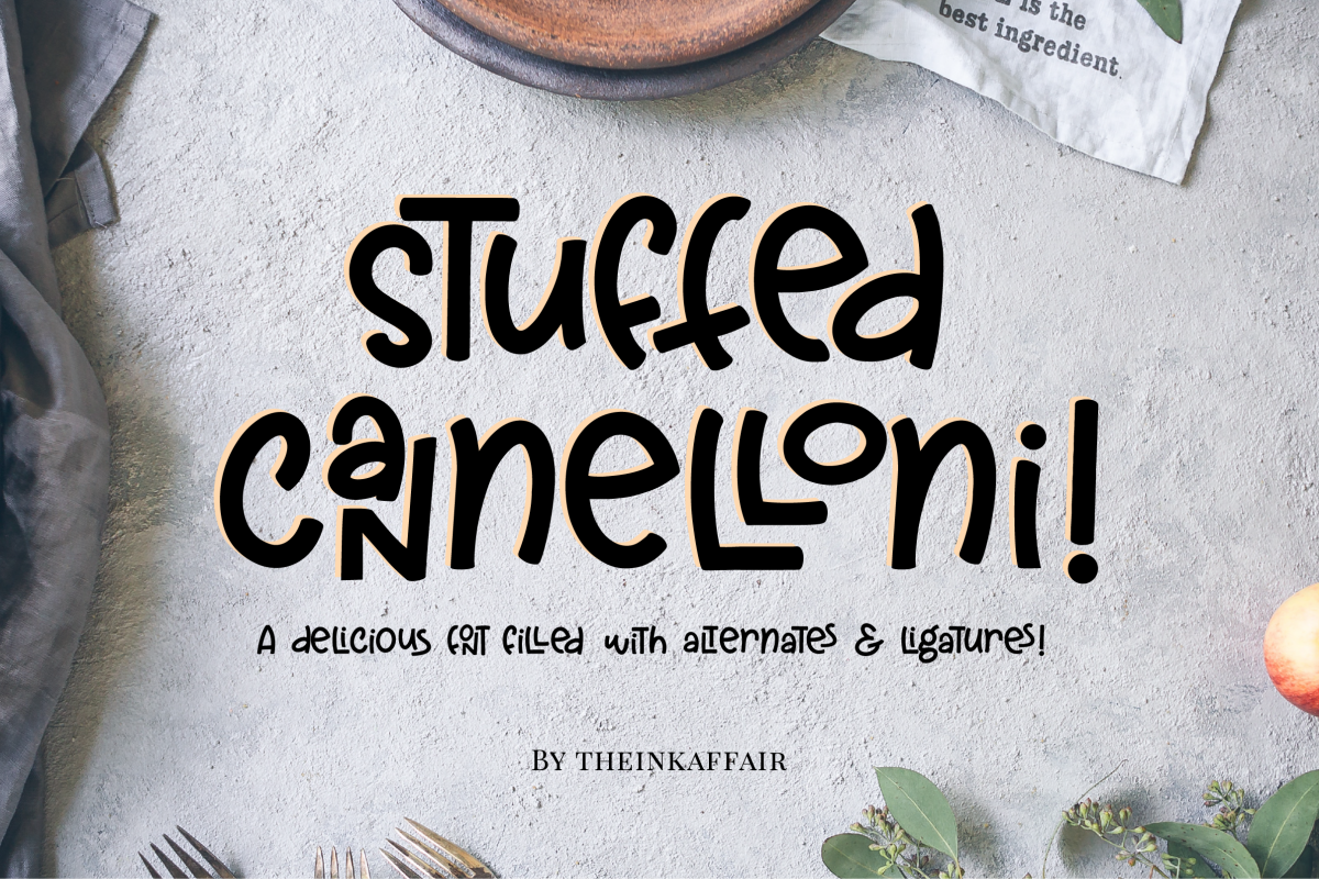 Stuffed Cannelloni - a deliciously fun font! example image 1