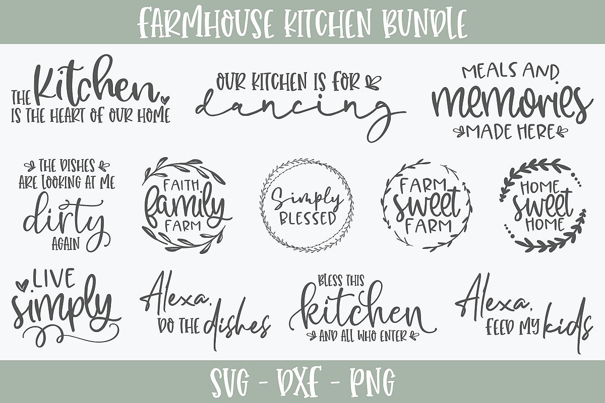 Download Farmhouse Kitchen Bundle - 12 Designs - SVG Cut Files