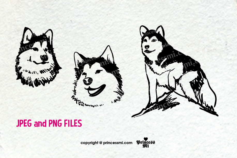 Download Dog Alaskan Malamute Clipart Set