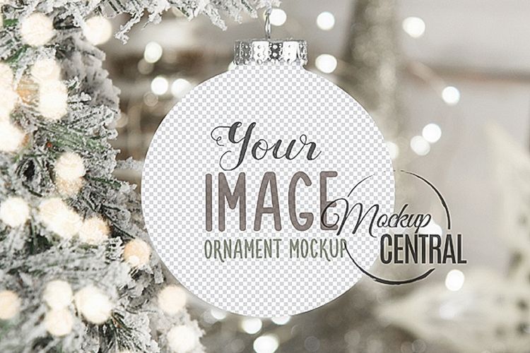 Blank Circle Round Christmas Ornament Mockup PNG Template example image 1
