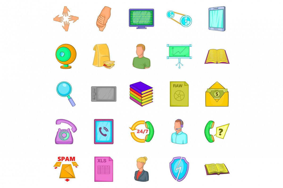 Money order icons set, cartoon style example image 1