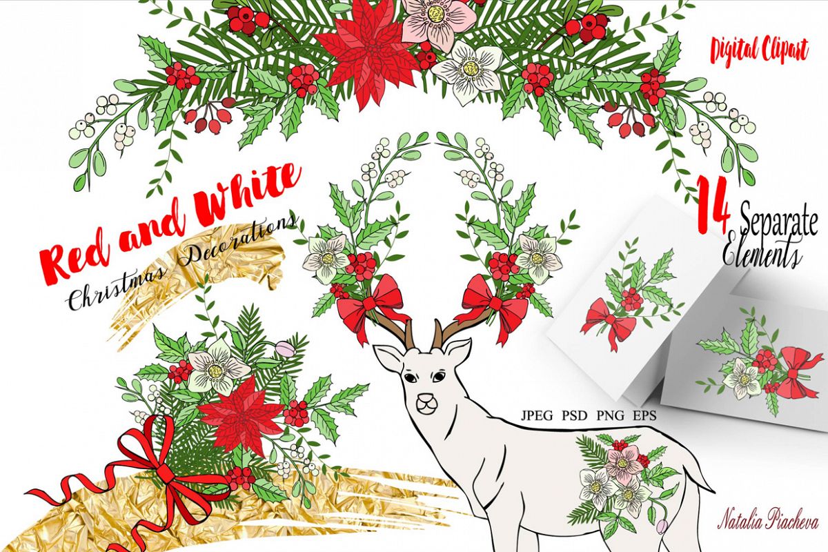 Red and White. Christmas Decorations example image 1