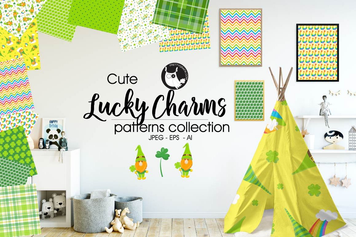 LUCKY-CHARMS , digital papers example image 1
