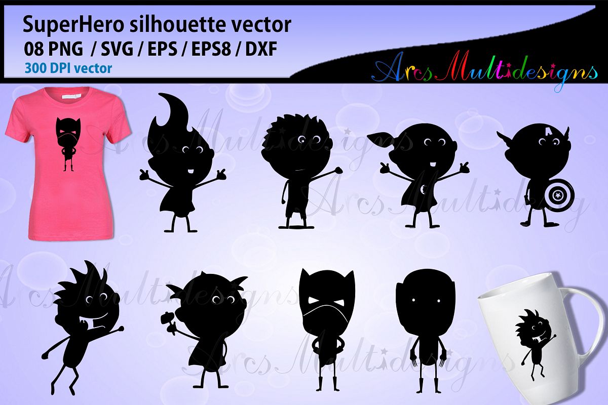 Superhero silhouette vector / Superhero graphics - doodle example image 1