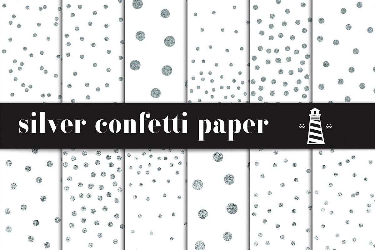 Silver Confetti Digital Paper example image 1