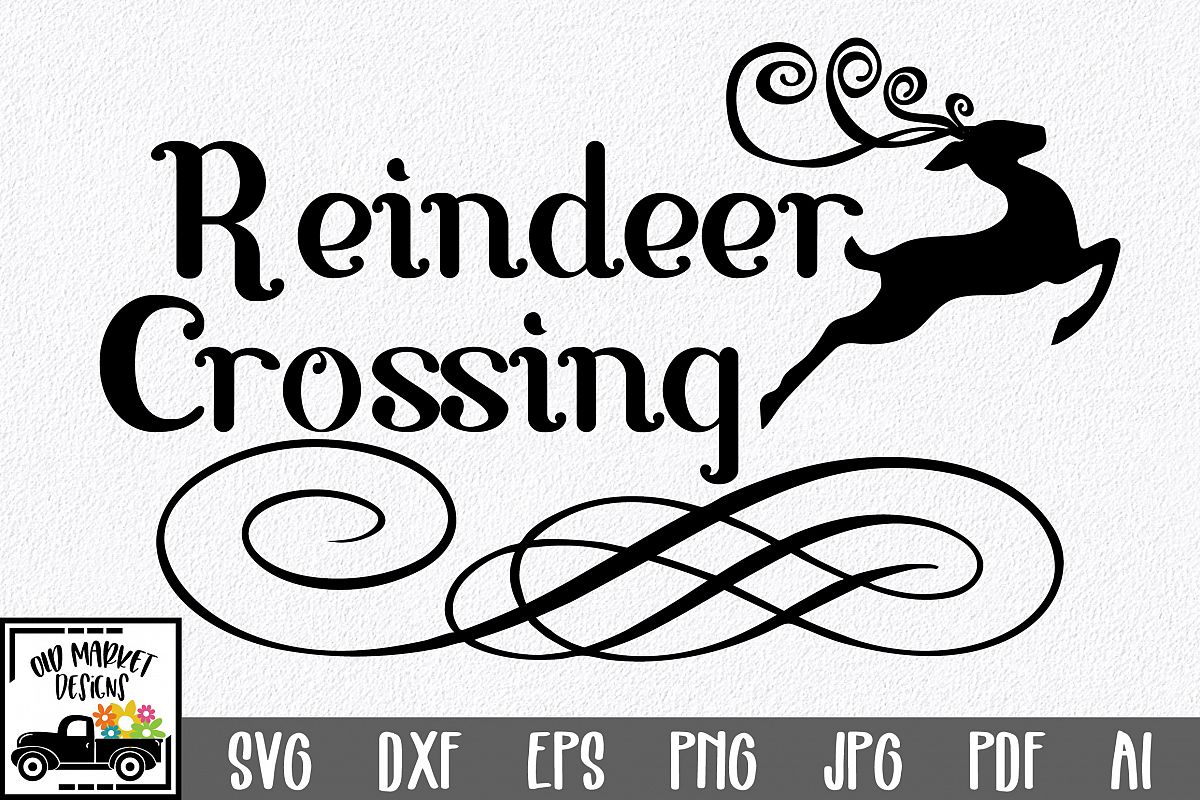 Christmas SVG Cut File - Reindeer Crossing SVG DXF PNG EPS example image 1