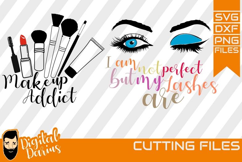 2x Make up addict svg, Mascara svg, Lipstick, Cricut, vector example image 1