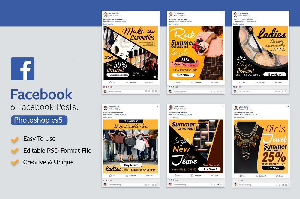 6 Fashion & Cosmetic Product Facebook Posts example image 1