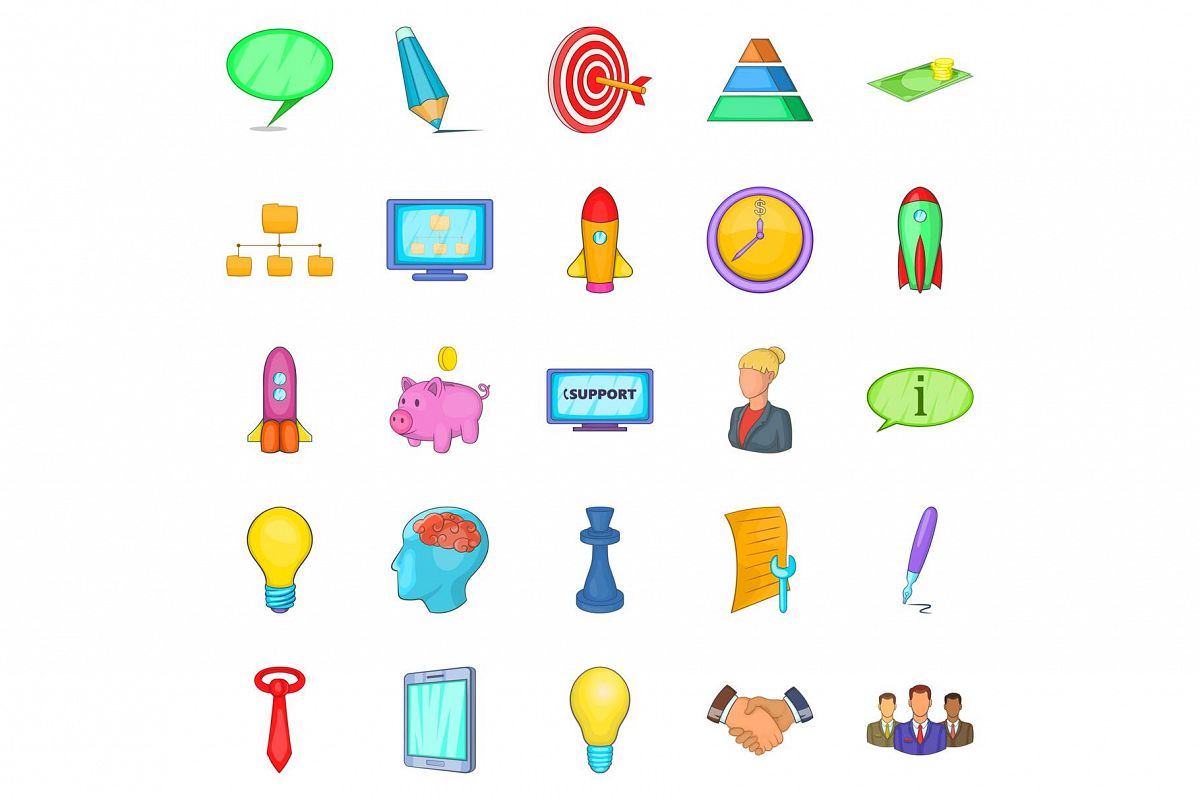 Group icons set, cartoon style example image 1