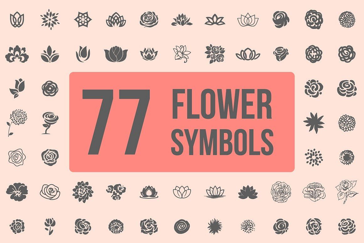 Pack of 77 decorative flower symbols example image 1