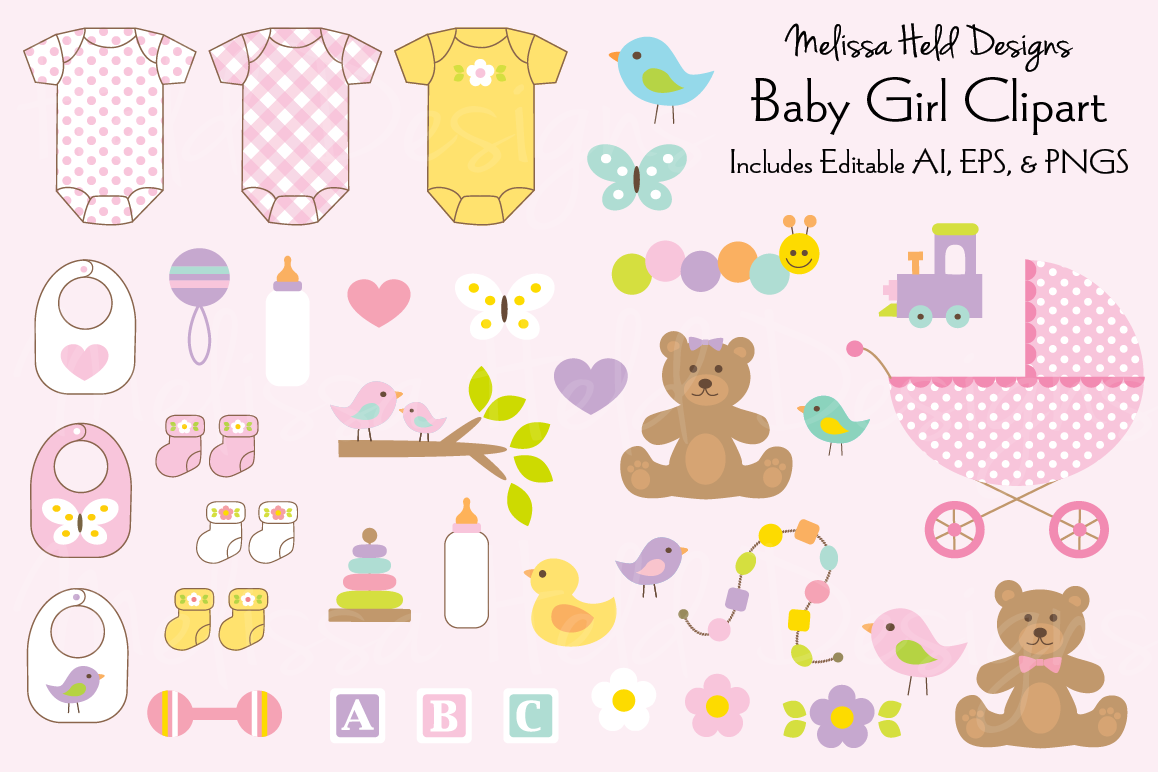 Baby Girl Clipart example image 1