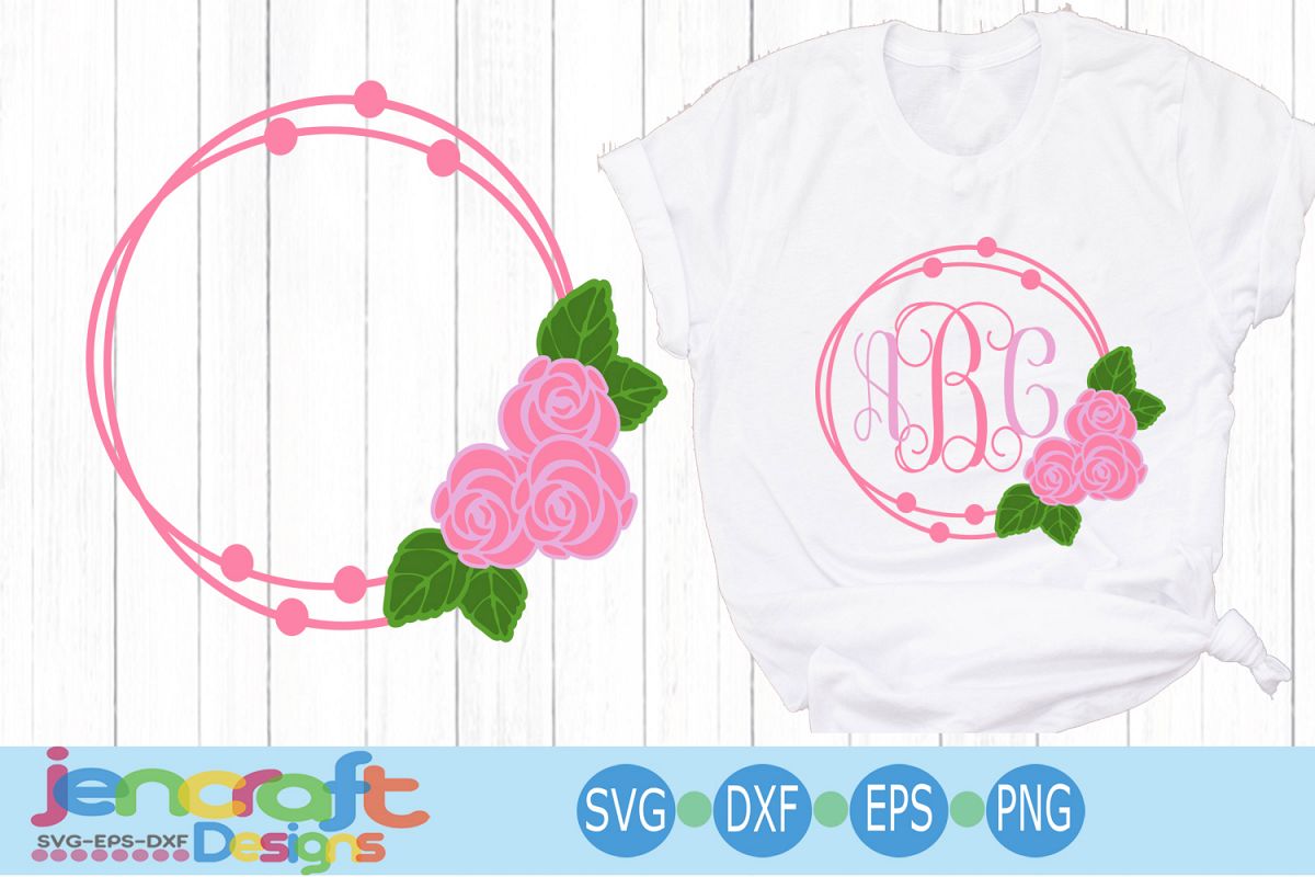 Download Rose SVG Flower Wreath Frame SVG, Roses Monogram Frame SVG