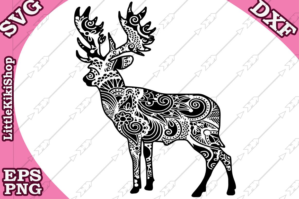Deer Svg,Zentagle Svg,Mandala Deer Svg,Zentangle animal Svg example image 1