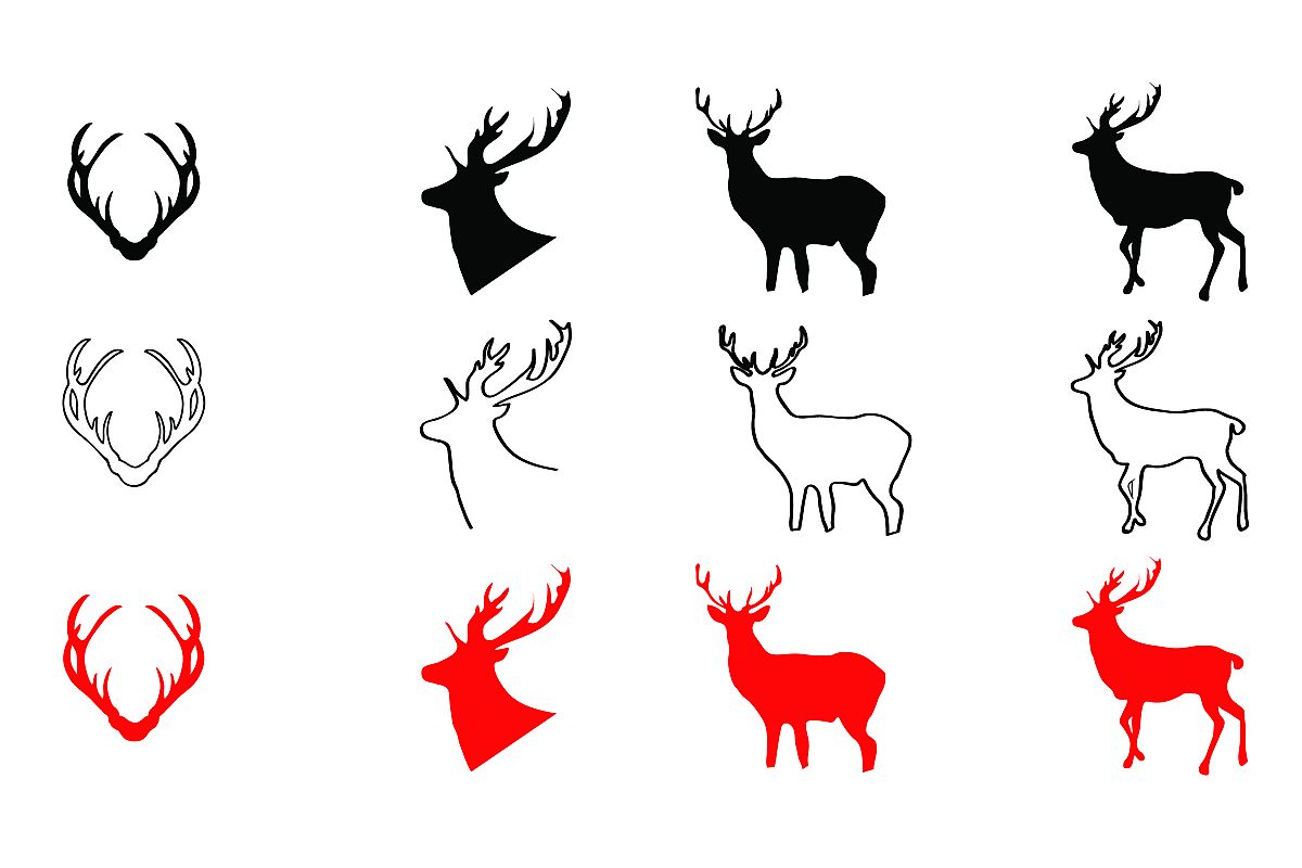 AA41- Deers- Antlers - SVG cut file - Deer - Antlers, Bundle example image 1