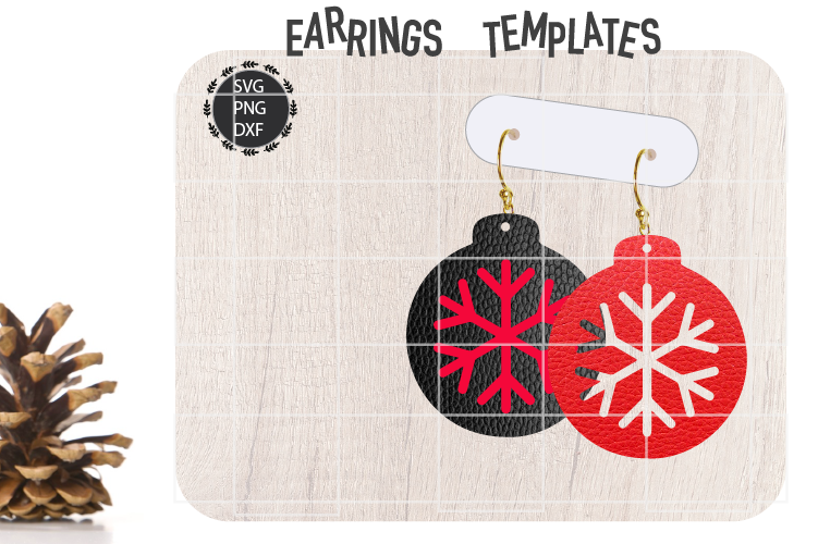 Christmas Snowflake Earrings Svg, Christmas Earrings Svg example image 1