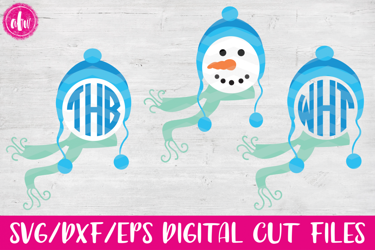 Monogram Snowman Head - SVG, DXF, EPS Cut File example image 1