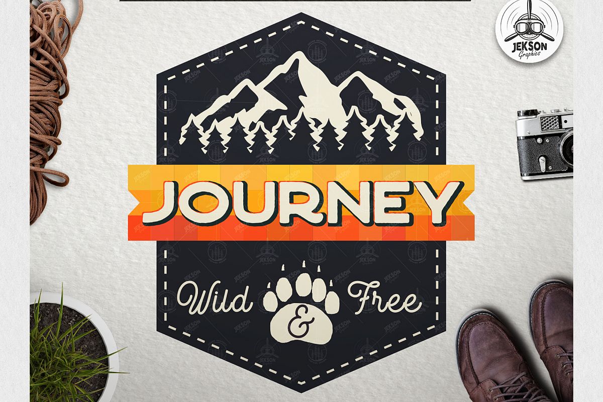 Vintage Adventure Logo / Retro Camp Hipster Badge SVG example image 1
