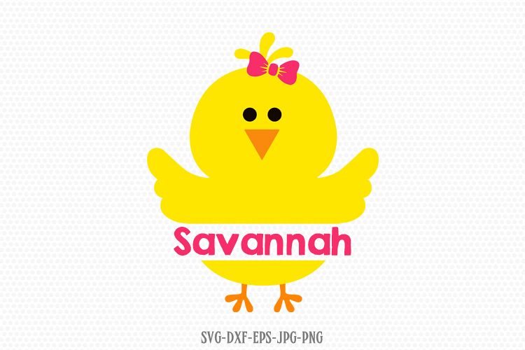 Girl Chick monogram frame Svg, Baby Chicken Svg, Easter svg example image 1