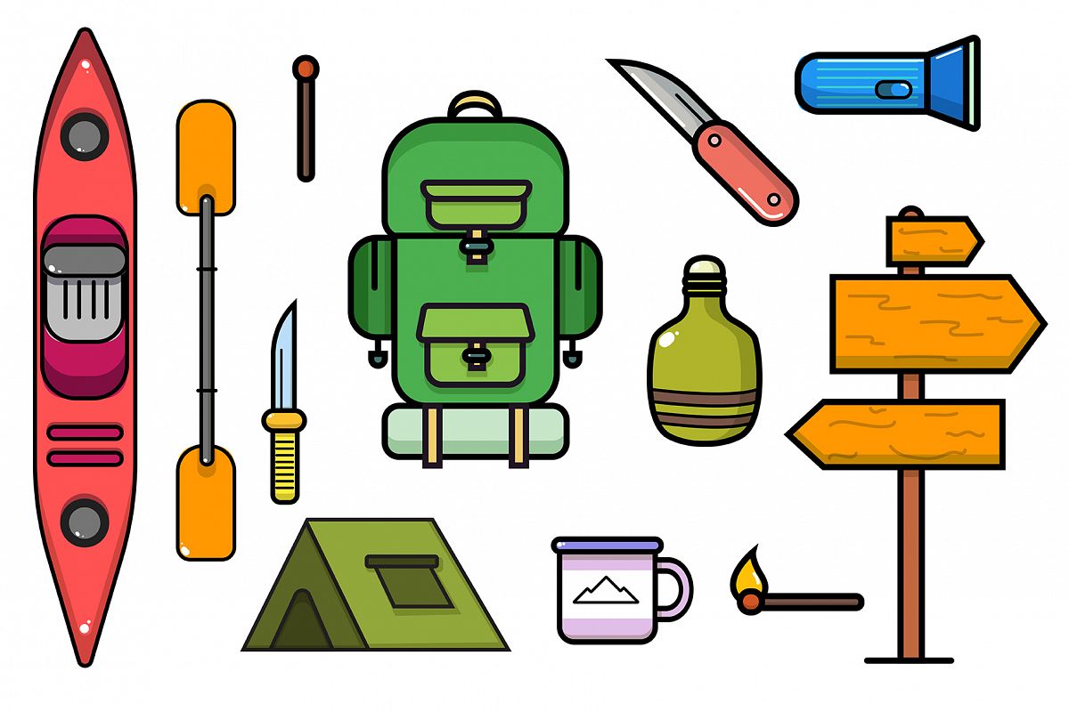 Camping and kayaking elements collection example image 1
