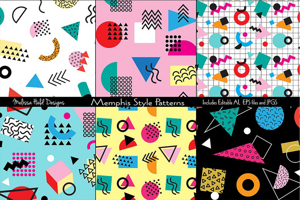 Memphis Style Seamless Patterns example image 1