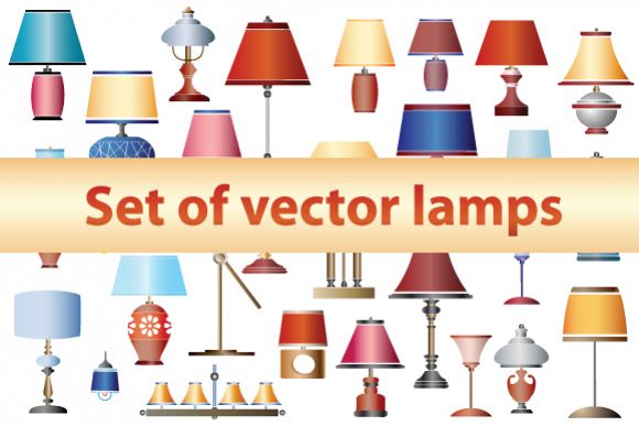 Vector set household lamps and chandeliers example image 1