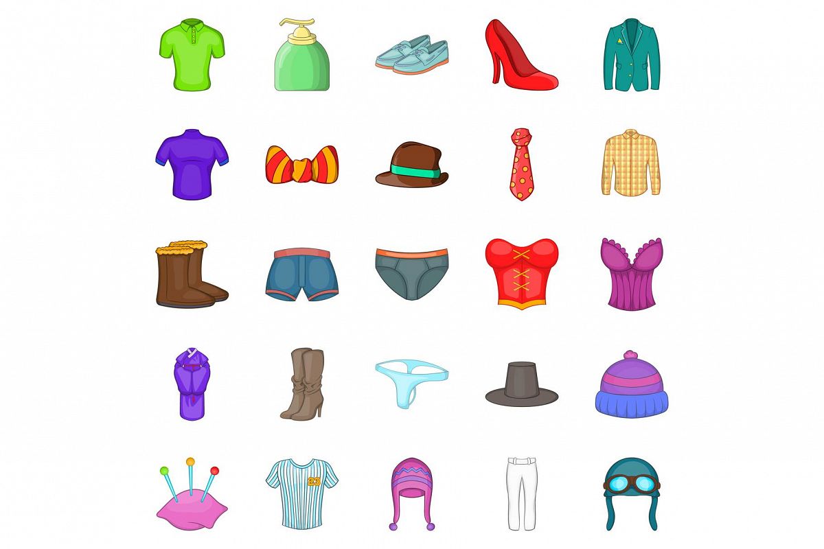 Shorts icons set, cartoon style example image 1