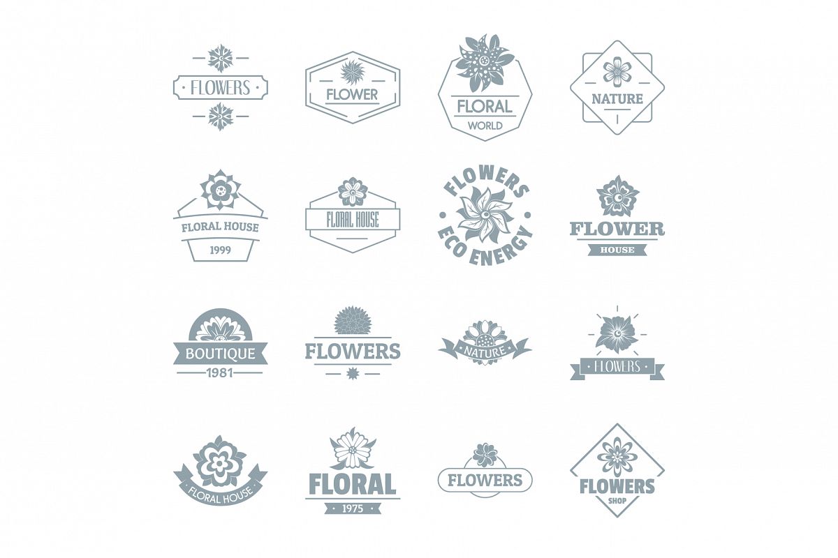 Flowers logo icons set, simple style example image 1