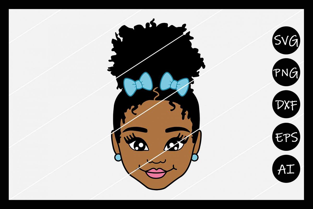 African American Afro Girl Puff SVG, Silhouette Cameo, Cut example image 1