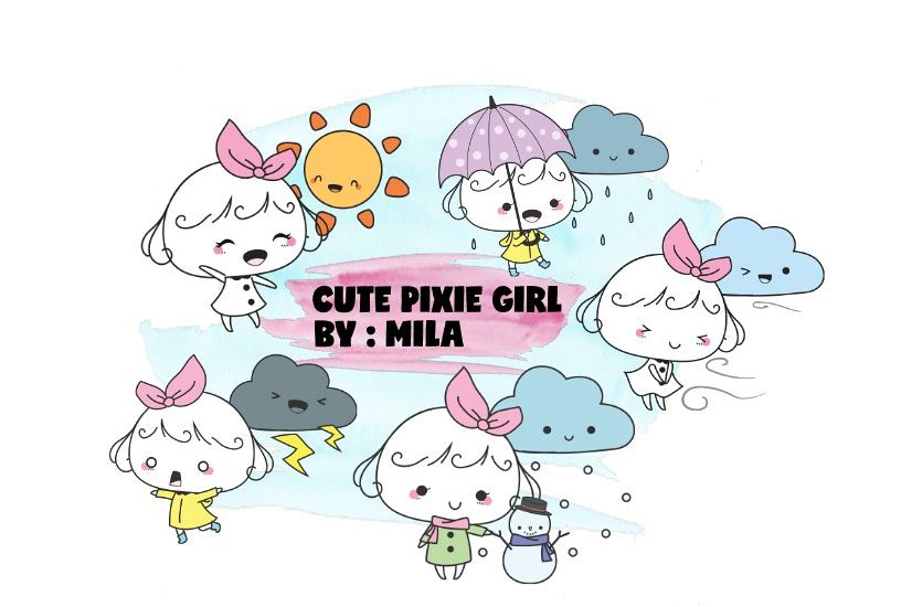 KAWAII GIRL CLIPART BUNDLE PNG example image 1