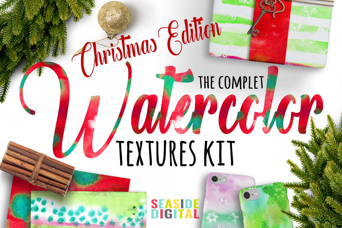 Watercolor Textures Kit - Christmas example image 1