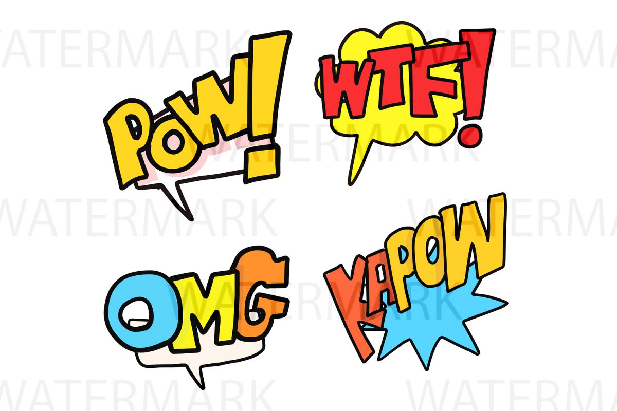 Speech Bubble Interjection Set 3 - SVG/JPG/PNG - Hand Drawing example image 1