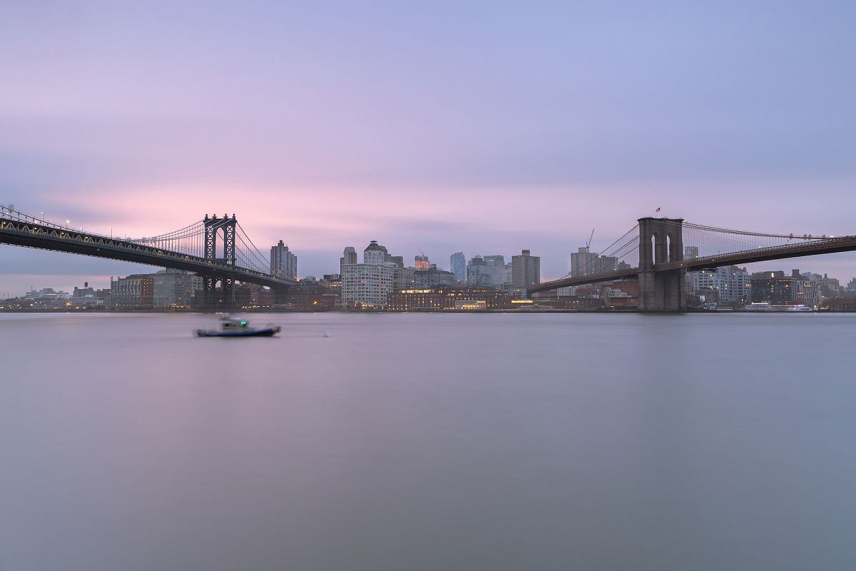Dumbo location from east river at sunrise example image 1