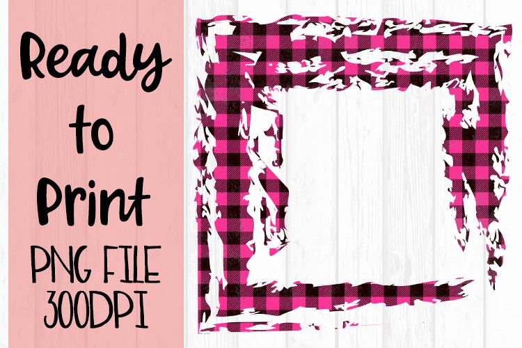 Hot Pink Open Buffalo Plaid Frame Ready to Print example image 1