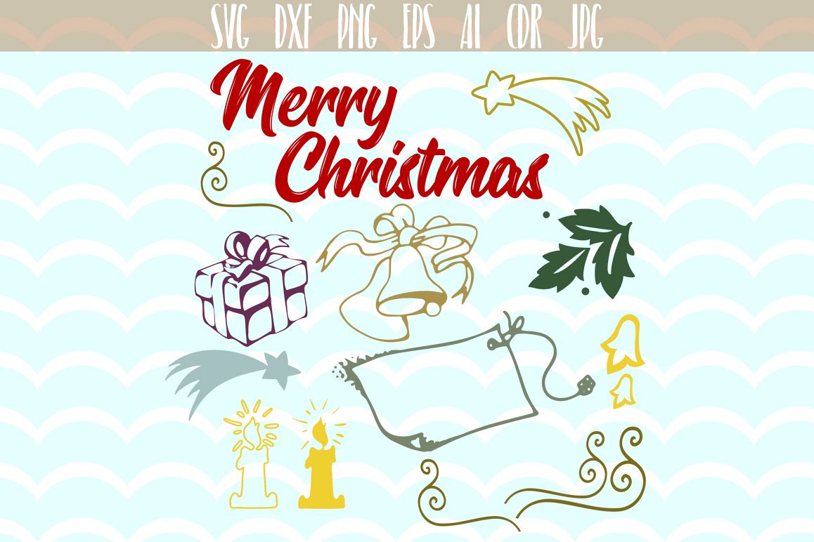 Merry Christmas presents - cutting files, Xmas Vector, SVG, PNG, JPG, EPS, AI, DXF example image 1