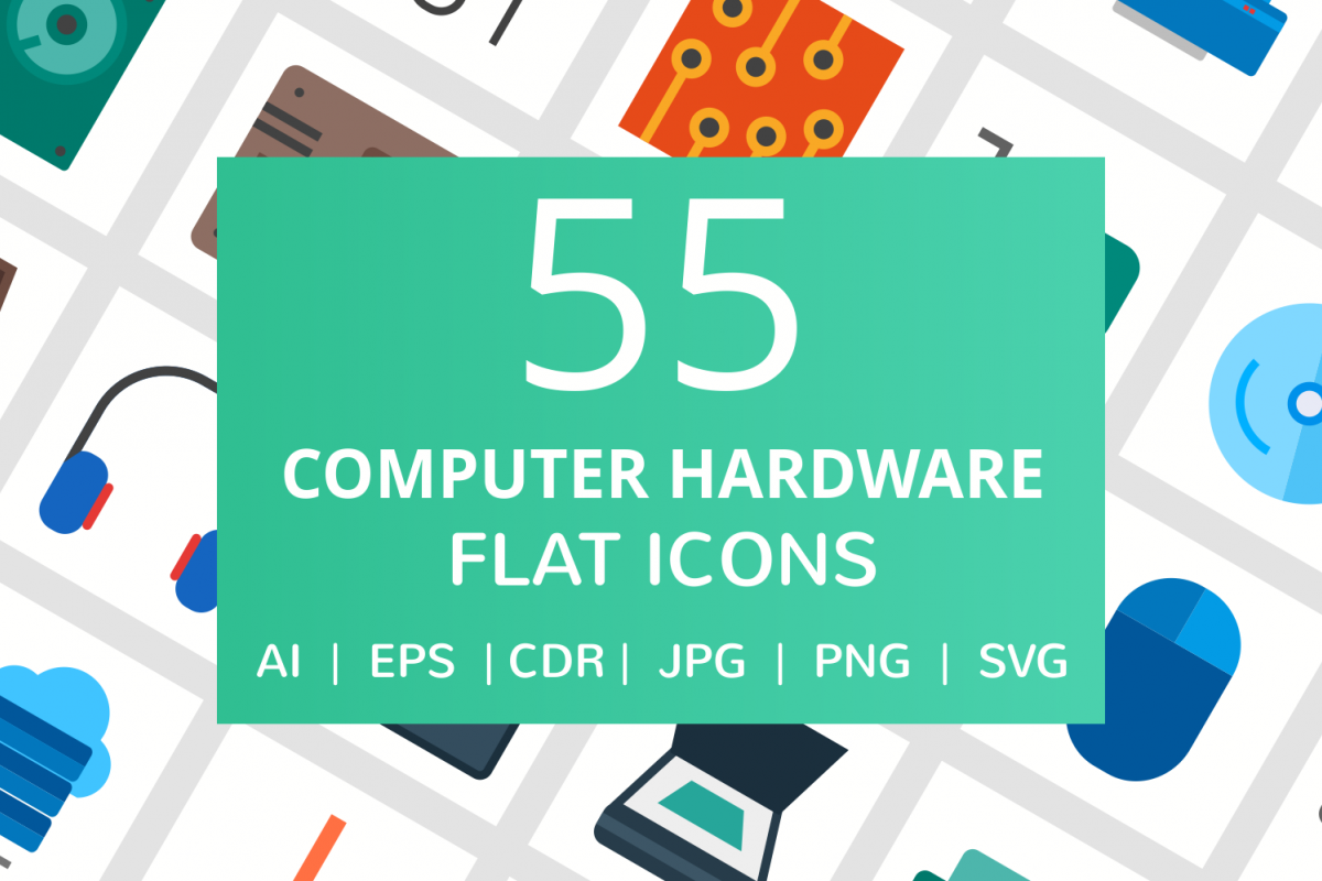 55 Computer & hardware Flat Icons example image 1