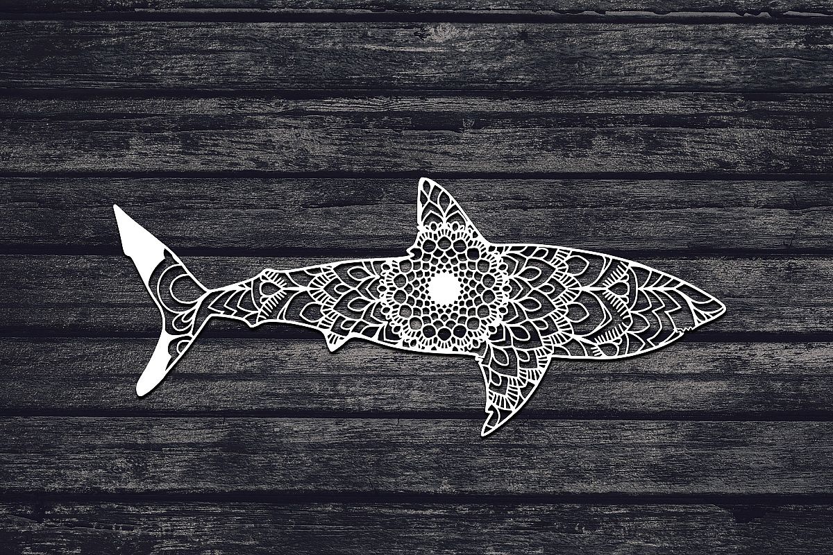 Mandala Shark Svg, White Shark Svg, Mandala Svg, Zentangle example image 1