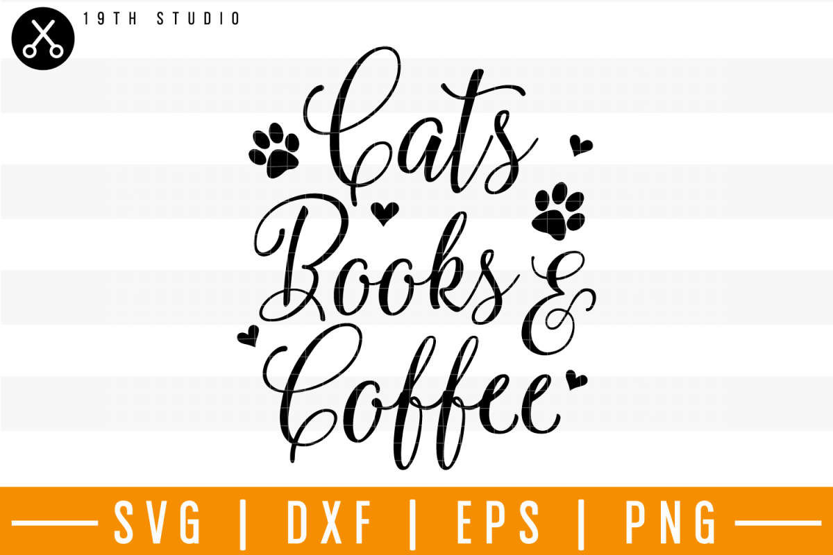 Download Cats books and coffee SVG | M25F2
