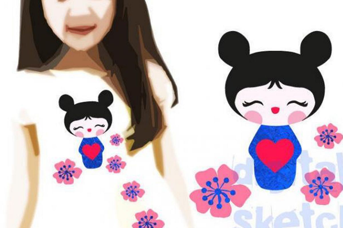 Illustration Kokeshi Heart Love Cut File .SVG .DXF example image 1