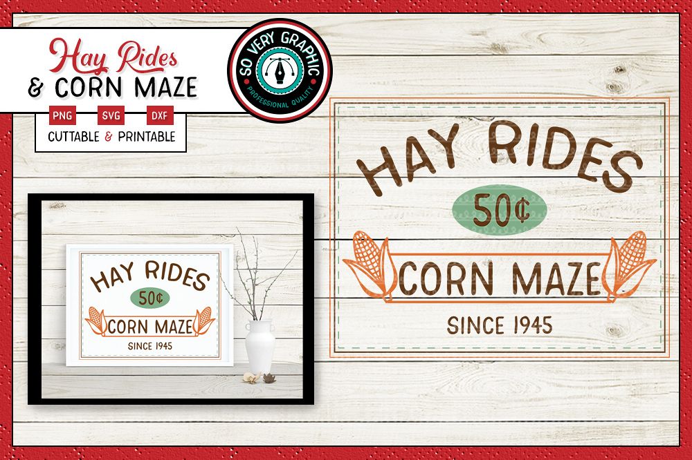Hay Rides & Corn Maze| SVG | PNG | Printable | Fall | Autumn example image 1