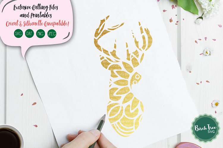 Deer Mandala SVG Cut File, Reindeer SVG, Deer Svg Cut File example image 1