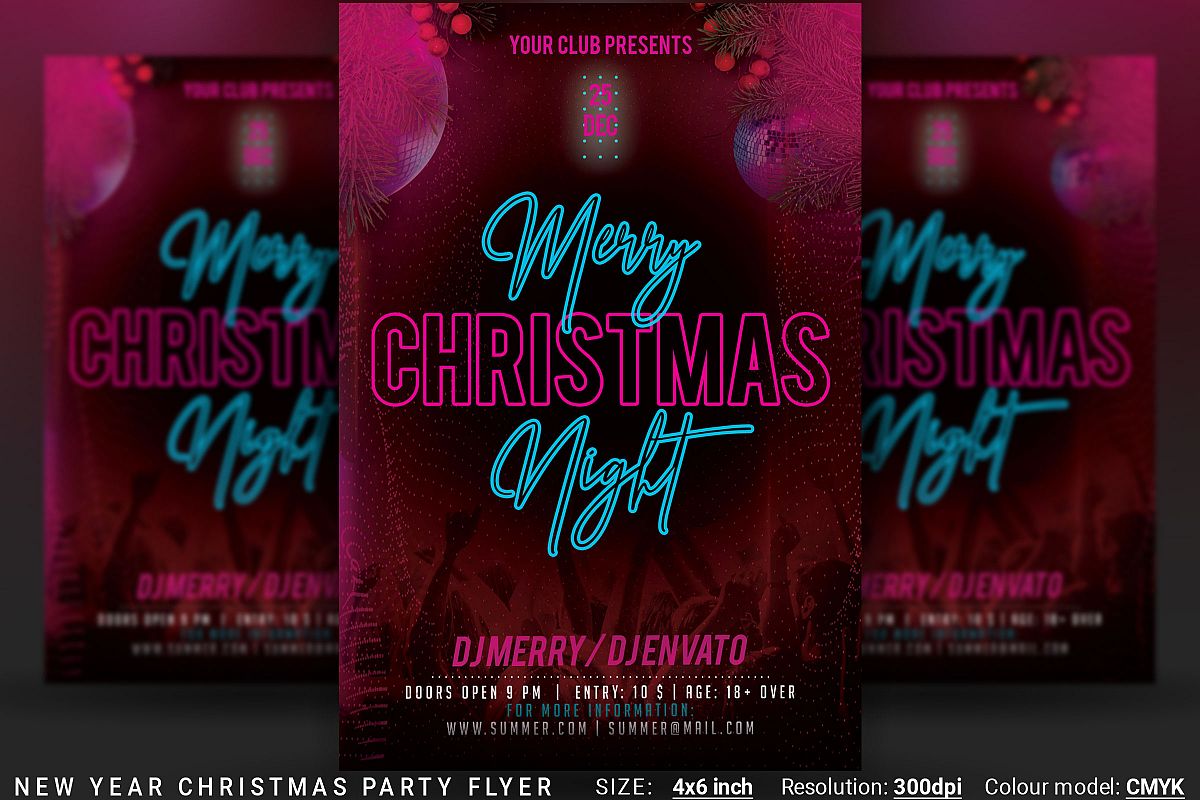Christmas New Year Party Flyer example image 1