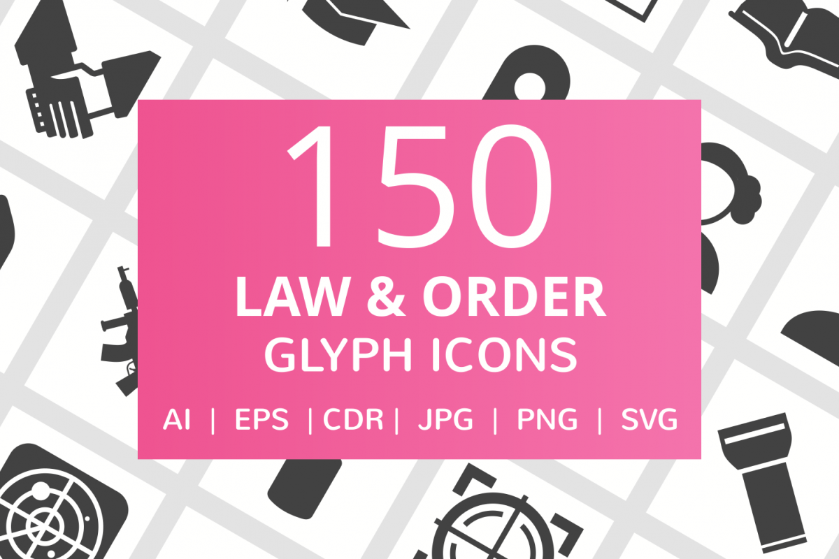 150 Law & Order Glyph Icons example image 1