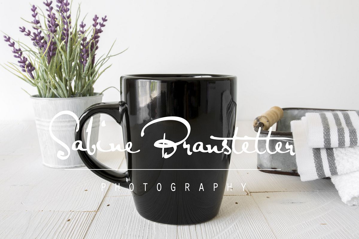 Styled Stock Photography Black 12oz Coffee Mug Mockup example image 1