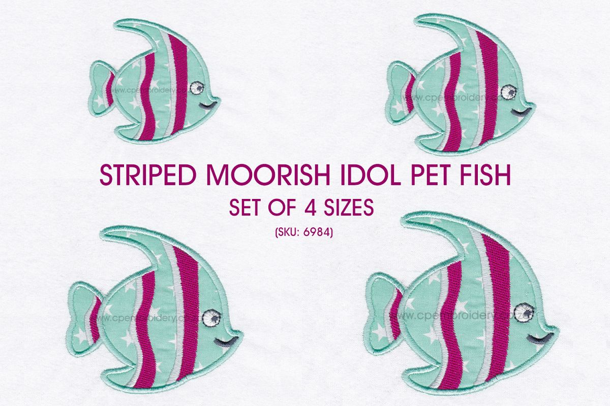 Striped Moorish Idol Pet Fish Applique Design example image 1